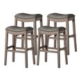 thumbnail image 1 of Maven Lane Adrien Saddle Barstool, Reclaimed Oak w/ Ronan Stone Vegan Leather, 1 of 6