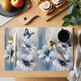 thumbnail image 2 of Blue Butterfly Flowers Placemats Set of 2, Country Farmhouse White Floral Blue Butterfly Non-Slip Place Mats Washable Table Mats for Kitchen Dining Table Decorations Indoor/Outdoor, 2 of 9