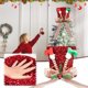 thumbnail image 1 of Puntoco Gorro de árbol de Navidad con forma de elfo rojo y verde, con lazo a rayas y decoración de lentejuelas, 1 of 8