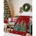 thumbnail image 2 of Christmas Tree Flannel Blanket for Bed,Travel and Camping, Watercolor Winter Snowflakes Red Super Soft Cozy Blanket for All Seasons 60" x 80", 2 of 6