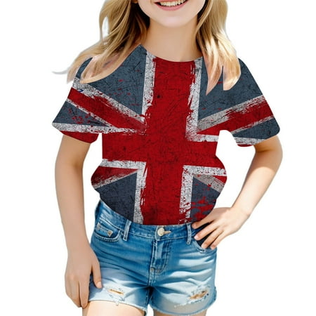 

ZMHEGW Boys 4Th of July Shirt Girls Tees Toddler Kids Usa Flag Independence Day Patriotic Kids Short Sleeve T Shirt