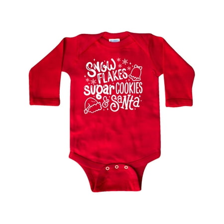 

Inktastic Christmas Snowflakes Sugar Cookies and Santa Gift Baby Boy or Baby Girl Long Sleeve Bodysuit