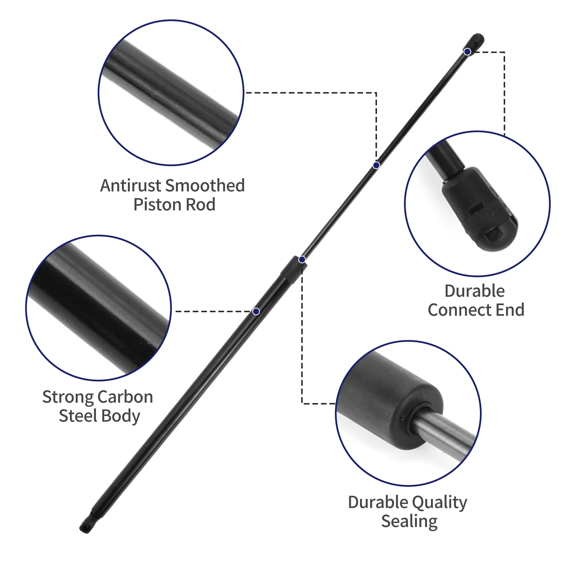 Unique Bargains 2Pcs Rear Hatch Lift Support Struts for Fiat Doblo Box 2004 Black