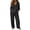 Black, variant on Lounge Sets for Women Women's 2 Piece Linen Sets Summer Two Piece Outfits 3/4 Sleeve Tops Casual Dress Lounge Capris Pants Set Travel Outfits QURATI L
