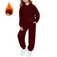 thumbnail image 2 of Coerni 2 Piece Athletic Sweatsuit Boys Girls Oversized Pullover Hoodie +Joggers Sweatpants Thermal Set Kids Fleece Activewear, 2 of 7