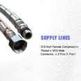thumbnail image 3 of LAICAIW 24-Inch Long Bathroom Kitchen Faucet Connector Braided Supply Hose 3/8-Inch Stainless Steel Female Compression Thread x M10 Male Connector, x 2 Pcs(1 Pair), 3 of 6