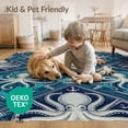 thumbnail image 4 of ODIKA Octopus Ocean Mosaic Nautical Tentacle Wave Border Navy Animals Refined Non-Slip Low Profile for Hallway, Study Room, Playroom, 4 of 7