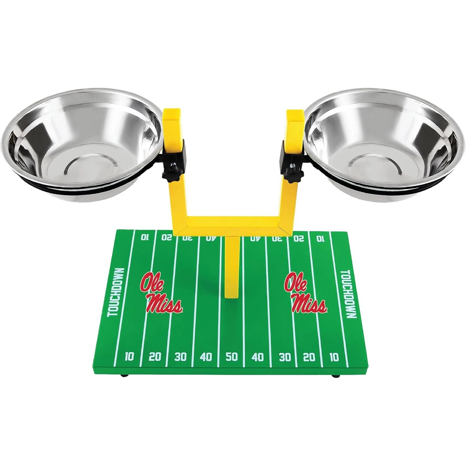 Pets First NCAA Football Goalpost Elevated Dog Feeder Stainless Steel Bowl