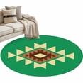 thumbnail image 2 of 4ft Washable Round Rug, Triangle Combination Pattern Non-Slip Circle Area Rug for Living Room Bedroom, Yellow Brown Green Retro Decor Indoor Floor Mat for Home Decor, 2 of 9