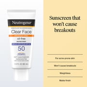 Neutrogena Clear Face Sunscreen Lotion SPF 50, 3 fl oz