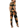 thumbnail image 4 of Combinaisons pour Femmes Décontractées à Manches Courtes, Combinaisons à Taille Élastique, Imprimé Floral, Col Rond, Barboteuse, 4 of 6