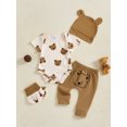 thumbnail image 3 of RUINIXCW Newborn Baby Boy Hospital Going Home Outfits Infant Baby Boys Spring Summer Fall Clothes Bear Print Short Sleeve Romper with Pants and Hat Foot Covers Set, 3 of 9