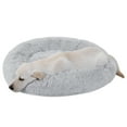 thumbnail image 3 of HomGarden 30" Calming Donut Pet Dog Puppy Bed Soft Faux Fur Fluffy Gray, 3 of 8