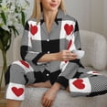 thumbnail image 6 of Lsque Heart Black Buffalo Plaid Gingham Pattern Long Sleeve Pajama Set for Women - Soft 2-Piece Sleepwear and Loungewear Set with Pockets, Comfy Nightwear-X-Large, 6 of 7