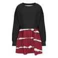 thumbnail image 6 of Elainilye Fashion Dresses for Women 2024 Casual Sweatshirt Long Sleeve Dress Round-Neck Ladies Patchwork Mini Dresses,Red, 6 of 6