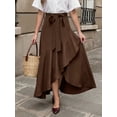 thumbnail image 4 of OYYN Women's A-Line Asymmetrical Ruffle Hem Tie Waist Maxi Skirt, 4 of 6