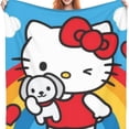 thumbnail image 2 of Manta personalizada con estampado de Hello Kitty, venta al por mayor, manta polar gruesa y cálida, decoración para sofá y hogar, tiro de franela, 2 of 3