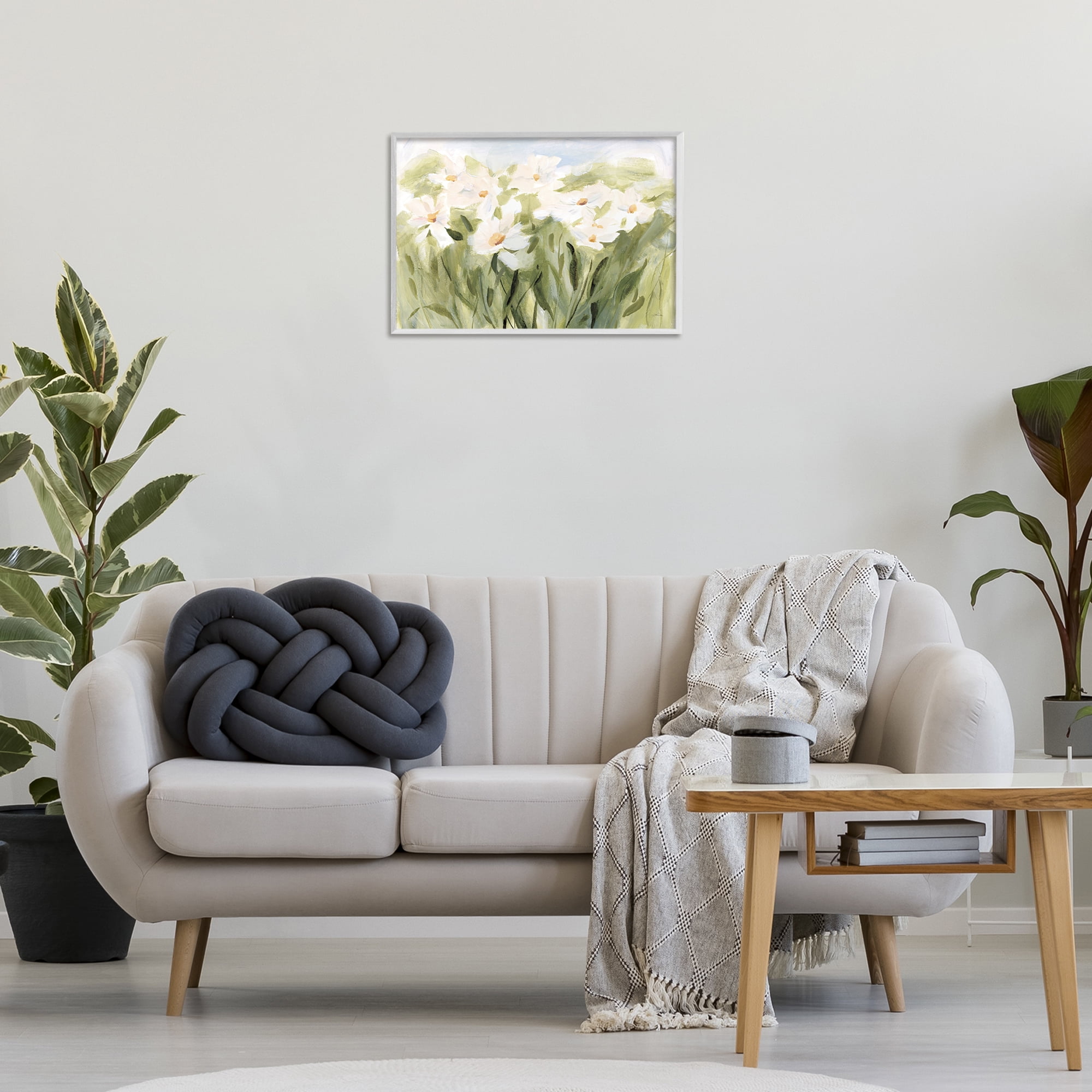 Stupell Industries Daisy Meadow View Botanical & Floral Painting White Framed Art Print Wall Art, 24 x 16
