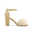 thumbnail image 3 of BLISSFUL STEP Women's Faux Fur Block Heels Sandals, 3 of 7