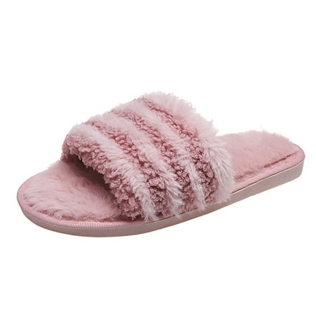 

Cptfadh Slippers For Women Shoes Women s Fashion Round Toe Flat Color Matching Large Size Plush Casual Slippers