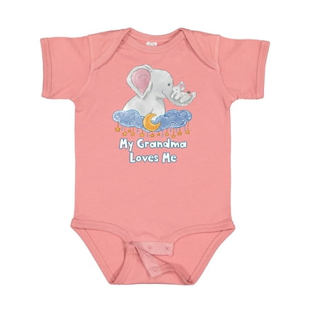 

Inktastic My Grandma Loves Me Cute Elephants Clouds Moon and Stars Gift Baby Boy or Baby Girl Bodysuit