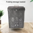 thumbnail image 4 of Large Capacity Laundry Basket Foldable with Cotton Linen Fabric, Iron Frame for Dirty Clothes Storage, 4 of 8