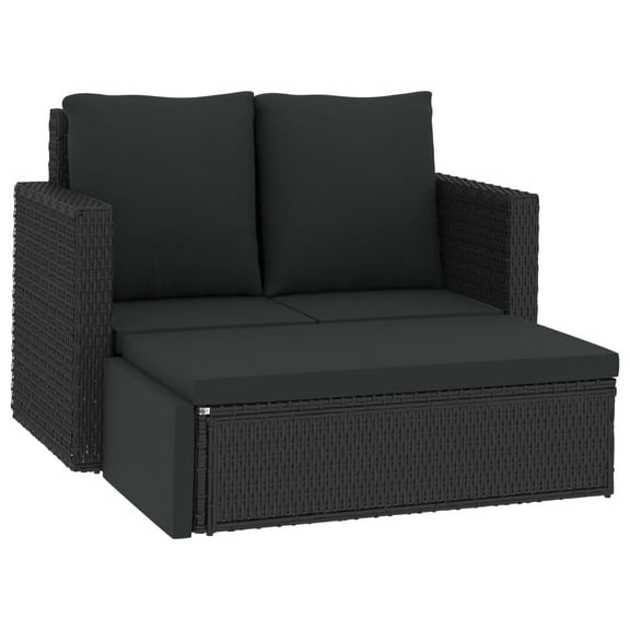 vidaXL Patio Furniture Set 2 Piece Patio Loveseat Outdoor Sofa Poly Rattan