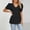 Black, variant on Idoravan Women's Plus Size Tops Fashion Women Plus-Size Solid Short Sleeve V-Neck Casual Blouse T-shirt Tops