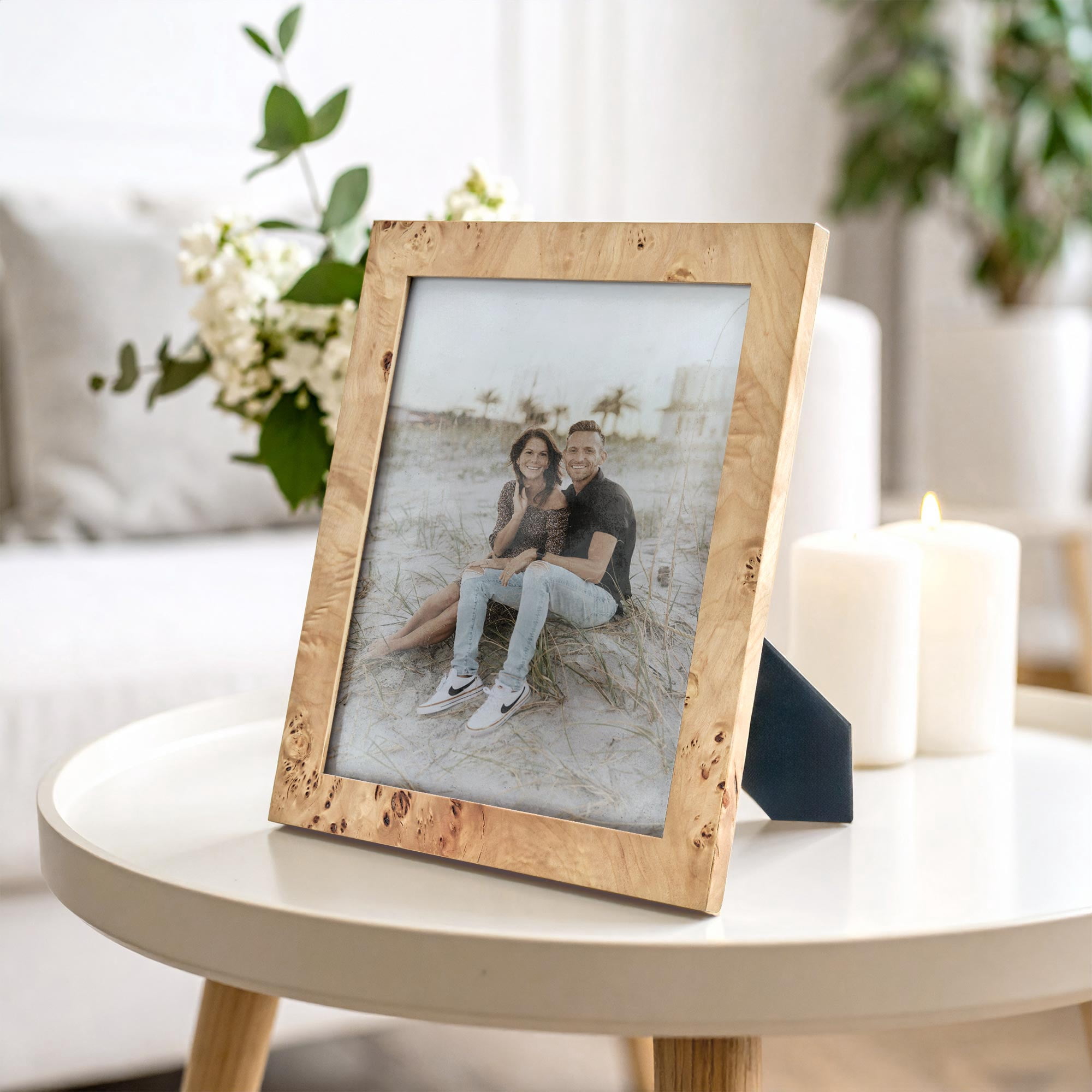 Beautiful 8x10 Burl Wood Photo Frame by Drew Barrymore – Elegant Natural Bohemian Wood Design, Natural Wood Rectangular Picture Frame for Tabletop, Fits 8x10 Photos