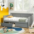thumbnail image 2 of Wood Daybed Bed with Storage, UHOMEPRO Twin Size Day Bed Frame with 2 Drawers, Modern Bedroom Furniture Sofa Bed for Teens Adults, No Box Spring Needed, Gray, 2 of 12