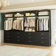 thumbnail image 3 of Aheaplus 4-Piece 96" Heavy Duty Walk-in Closet System - 12 Wood Drawers, 4 Hanging Rods, 4 Shelves, Black (96"L x 15"W x 80"H), 3 of 6