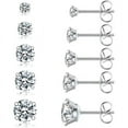 thumbnail image 4 of Juego de pendientes redondos con circonitas transparentes y diamantes de 7 mm chapados en oro blanco, 4 of 5