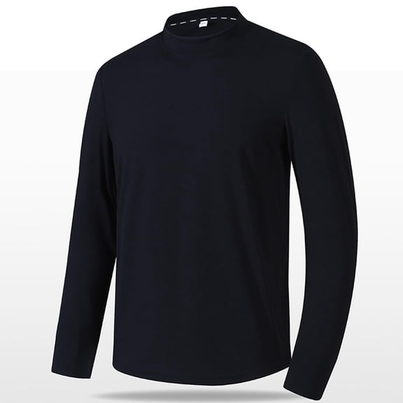 HAOTAGS Men's Round Neck Quick Dry Sport Shirts Athletic Workout Tops Active Shirt Black Size M