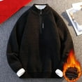 thumbnail image 3 of ZCFZJW Men's Sherpa Lined Quarter Zip Fleece Sweaters Trendy Fall Winter Plush Thick Warm Heavyweight Pullover Winter Sweatshirts Black M, 3 of 8