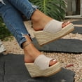 thumbnail image 5 of Samdudou Women Open Toe Espadrilles Platform Sandals Bohemia Summer Wedges Casual Thick Sole Add Height Shoes Fashion Summer Outdoor Beach Slides For Beach, Wedding, 5 of 7