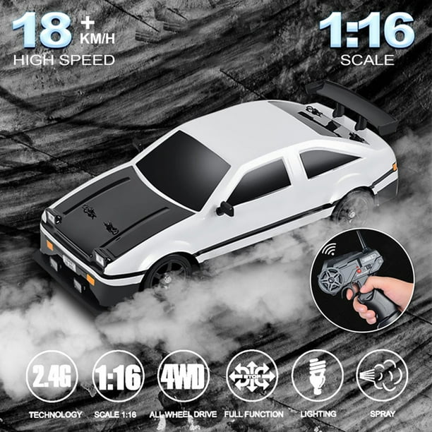 Auto de control remoto 1:16 Escala 2.4G RC Drift Car Alta Velocidad 4WD Racing Car para Adultos CAR de Juguete Recargable De Niños Con Luces LED