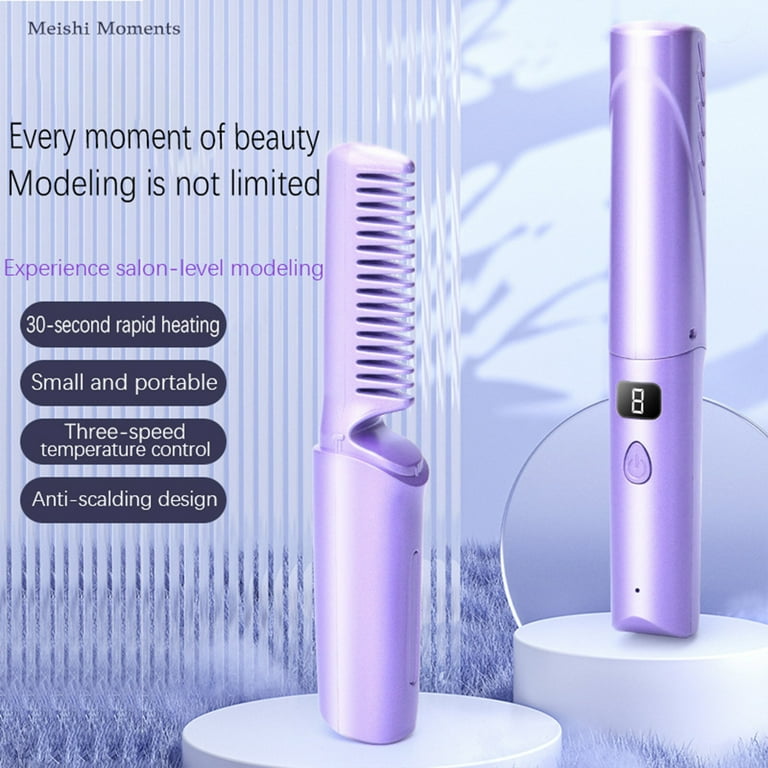 Momihoom Straightening Brush, Cordless Hair Straightener Brush, - Main Image
