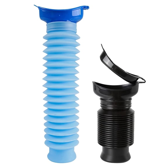 GOGHOST Emergency Portable Travel Urinal,Shrinkable Urinal for Travel,Traffic Jam and Queuing 2 Pack Black and Blue
