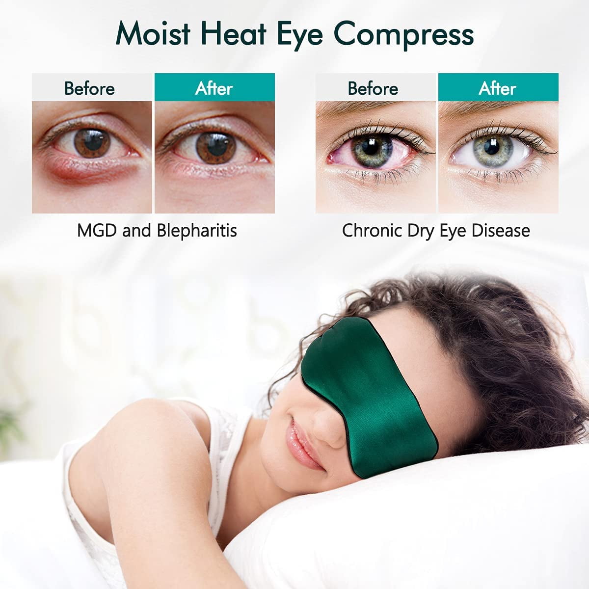 Silk Sleep Mask Eye Mask Blindfold with Double Layer Silk Filling and Elastic Strap for Full Night's Sleep, Travel and Nap, Soft Eye Cover Eyeshade with (Green)