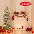 thumbnail image 2 of Patiojoy 6FT Snow Flocked Pencil Pre-lit Christmas Tree with Flexible Stand Thick Leaves LED Lights, 2 of 8