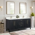 thumbnail image 3 of Gara 72" Double Bath Vanity in Fir Wood Black with White Grain Composite Stone, 3 of 16