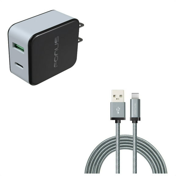 2-Port USB 36W Quick Home Charger w Power Cord Type-C 6ft USB Cable X7G for Samsung Galaxy Tab S6 10.5 S5e 10.5 S4 10.5 Note 10 Plus A 10.1 (2019) Fold A20 A10e - Sony Xperia 5 10 Plus 1