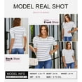 thumbnail image 2 of Women's Short Puff Sleeve Knit Tops 2024 Trendy Crewneck Striped T Shirts Casual Summer Blouses, 2 of 5