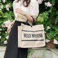 thumbnail image 3 of Bolsos de mano de lino para mujer con letras simples a la moda, bolsos de hombro para compras Likrtyny Para estrenar, 3 of 9