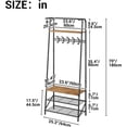thumbnail image 3 of Coat Rack, Hall Tree with Bench and Shoe Storage, with 5 Hooks, 4 Tier Shoe Shelves, Freestanding Coat and Shoe Rack Entryway, 4-in-1 Wood Coat Stand, for Entryway, Hallway, Living Room, 3 of 8