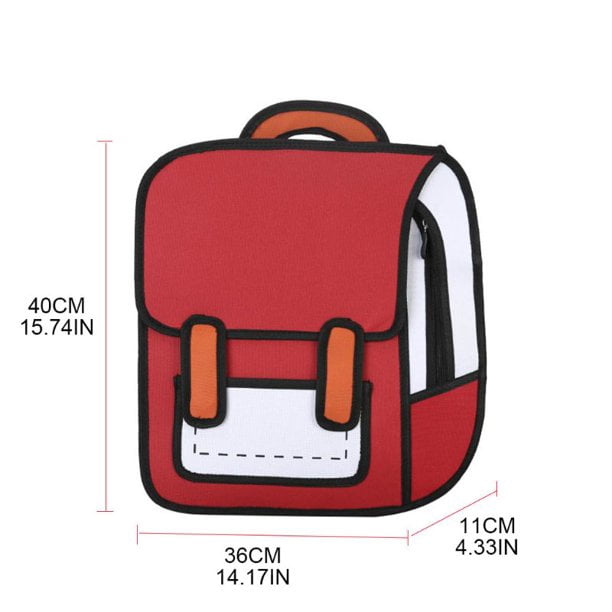 3D Backpack Style JPG Drawing Backpack Cute Cartoon School Bag Comic Bookbag for Teenager Girls Boys Daypack Travel Rucksack Bag - Walmart.com