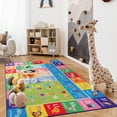 thumbnail image 2 of YJ.GWL Kids Play Rug ABC Educational Area Rug Learning Carpet for Children Play Mat for Bedroom Playroom Nursery,Blue & Colorful,5x7 Feet, 2 of 6