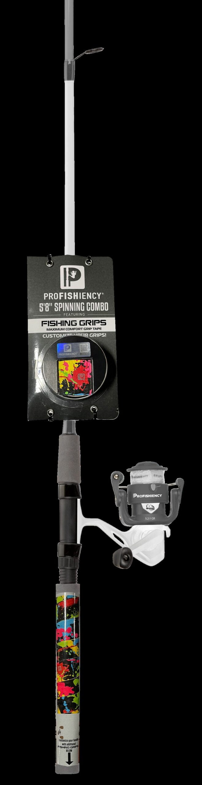 ProFISHiency Grey and White Fiberglass 5ft 8in Medium Graphite Spinning Fishing Pole Combo
