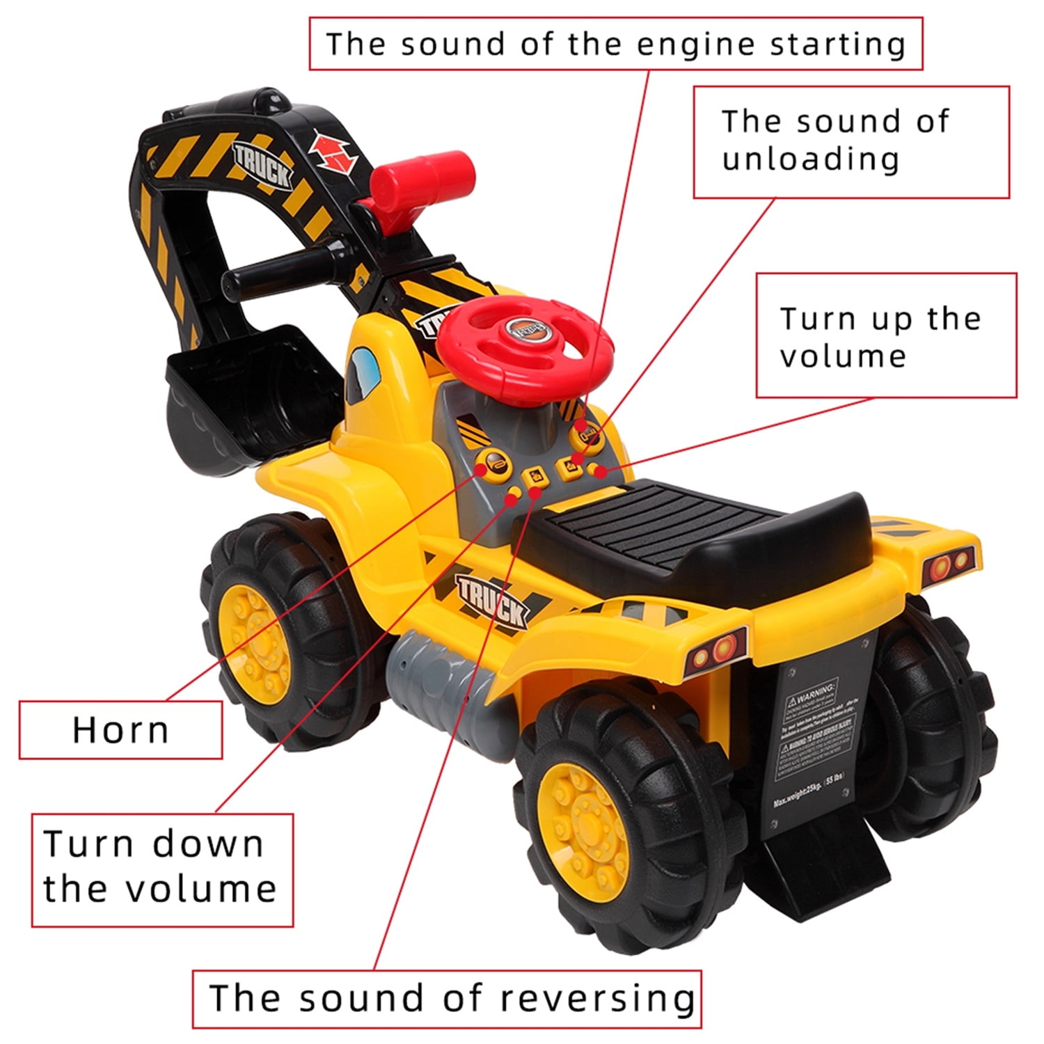 CIPACHO Kids Ride-on Sand Dumper, Digging Scooper Excavator Toy, Sand Tractor Toys for Kids 3-8, Yellow CIPACHO Kids Ride-on Sand Dumper, Digging Scooper Excavator Toy, Sand Tractor Toys for Kids 3-8, Yellow