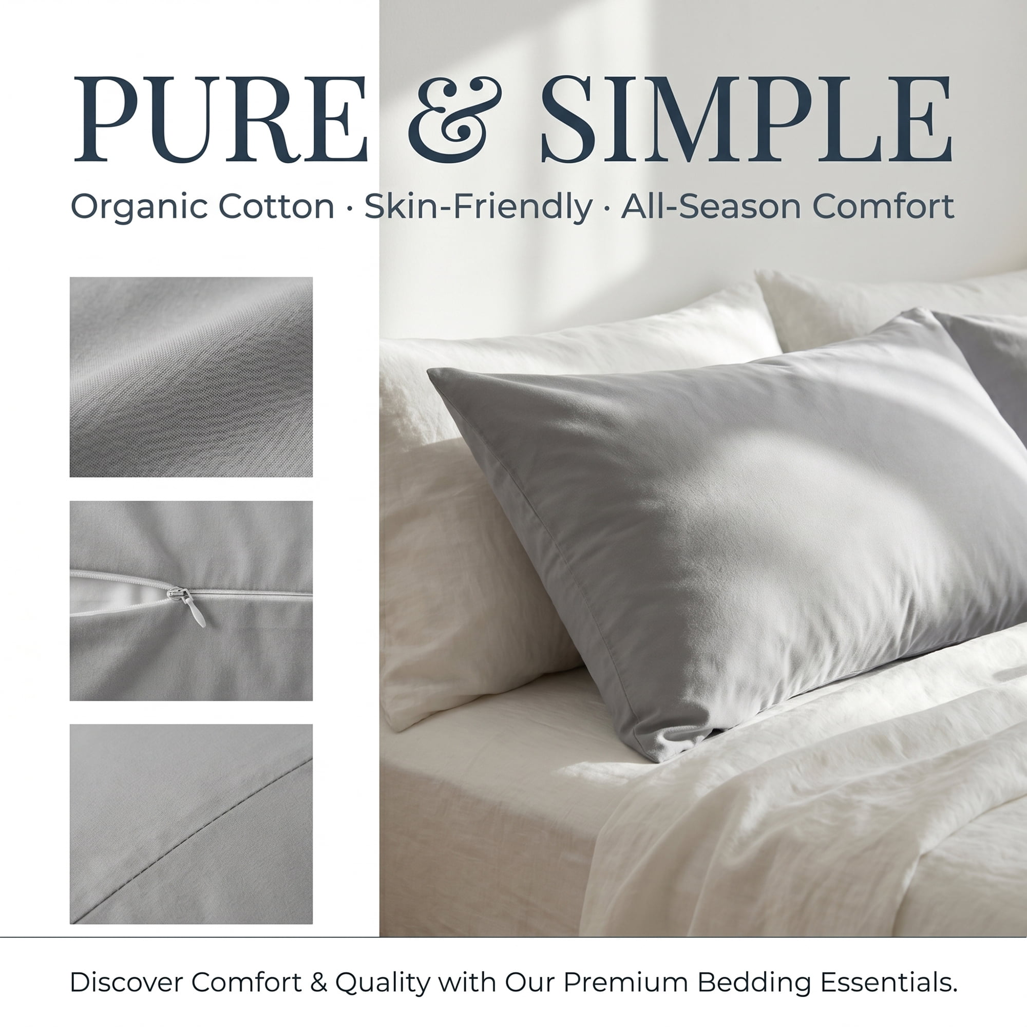 Unique Bargains Standard-size Zippered Pillow Protector Waterproof Polyester Gray